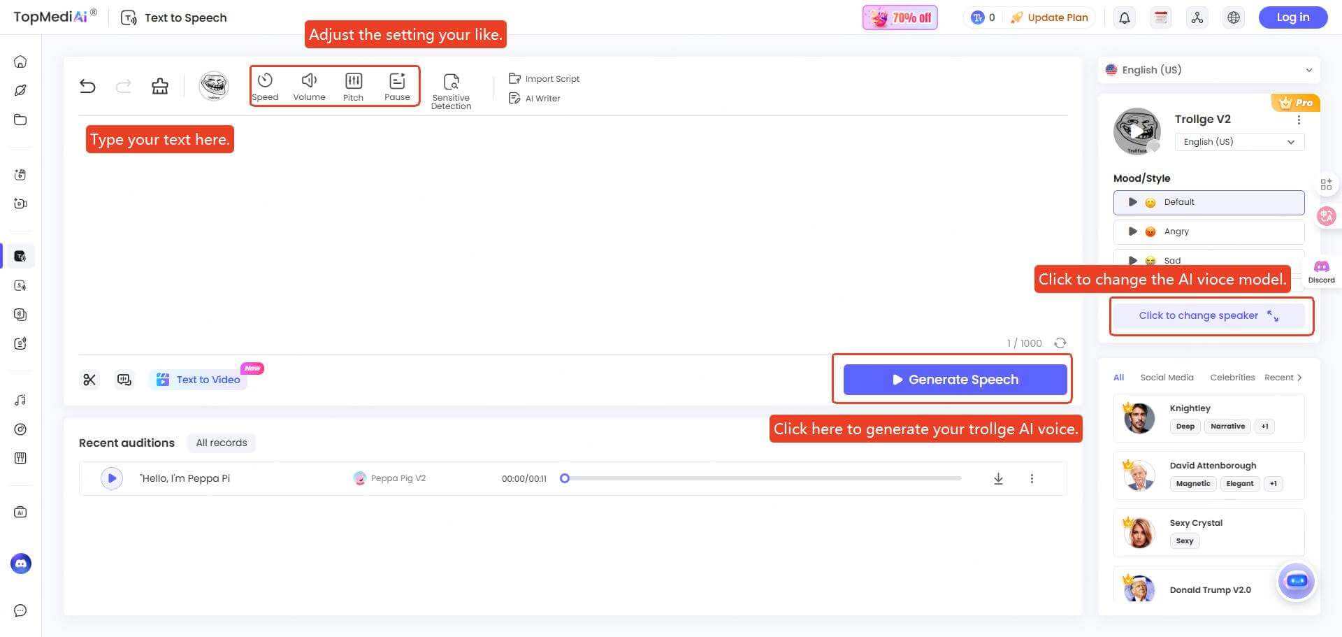 topmediai trollge ai voice generator
