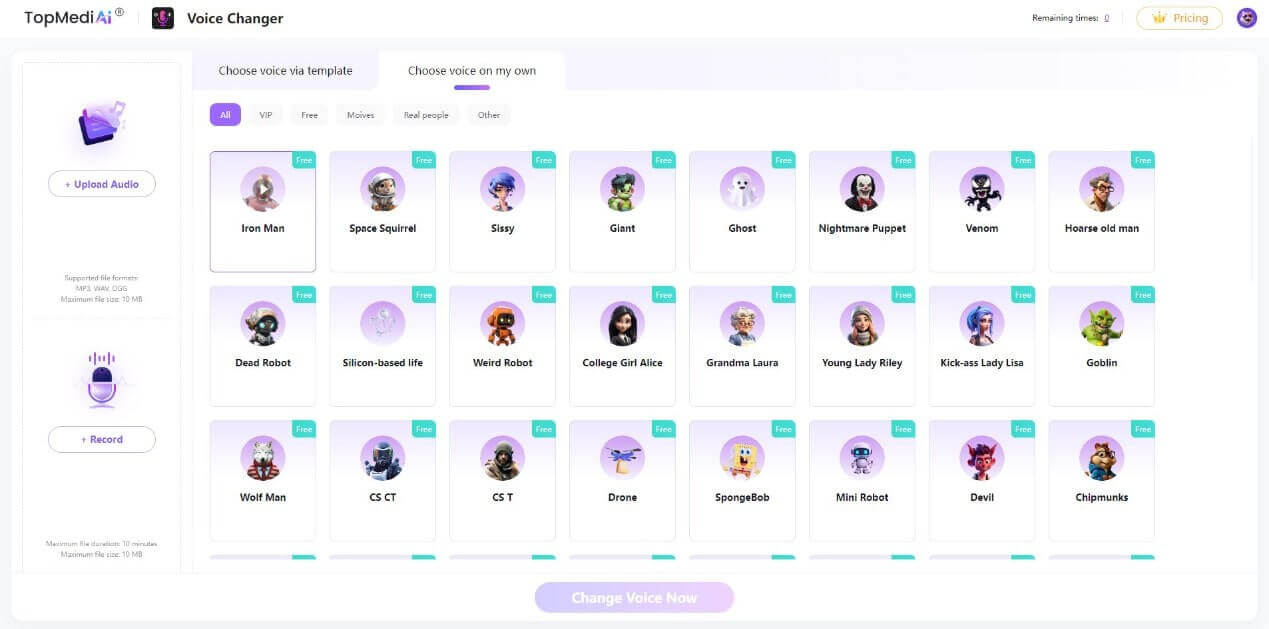 topmediai free voice changer