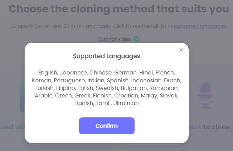 topmediai voice cloning languages