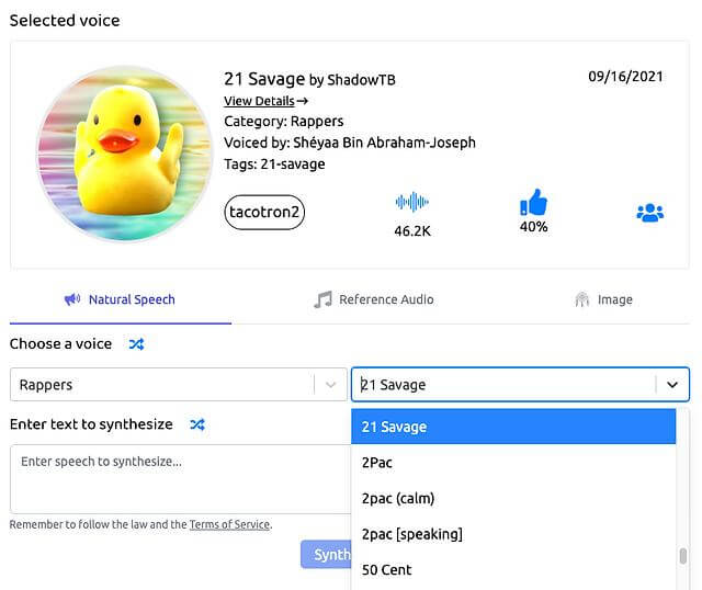 uberduck rapper voice