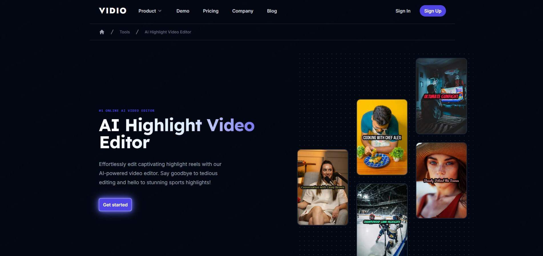 vidio.ai sport highlights video maker