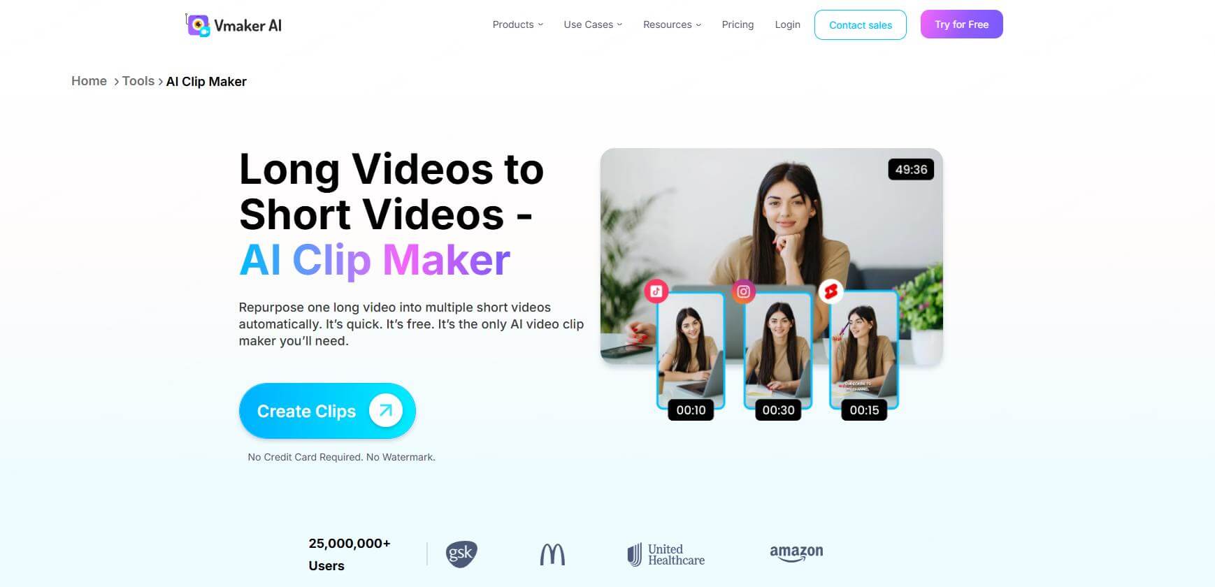 vmaker long video to short video ai