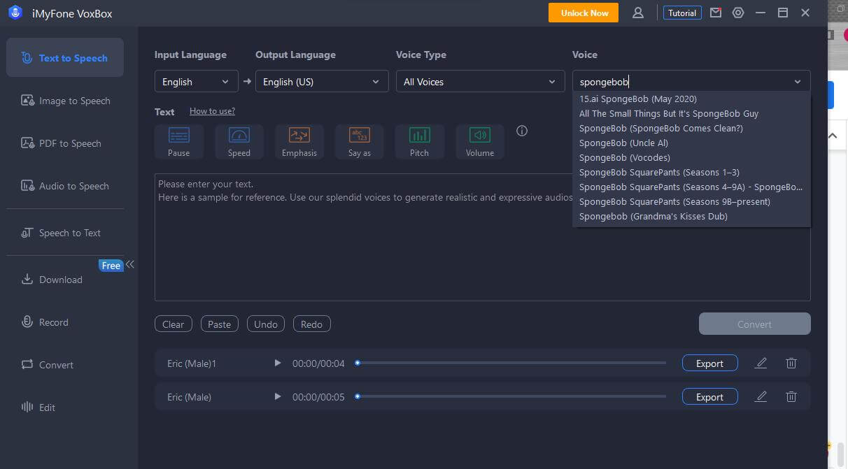 voice generator text to speech spongebob