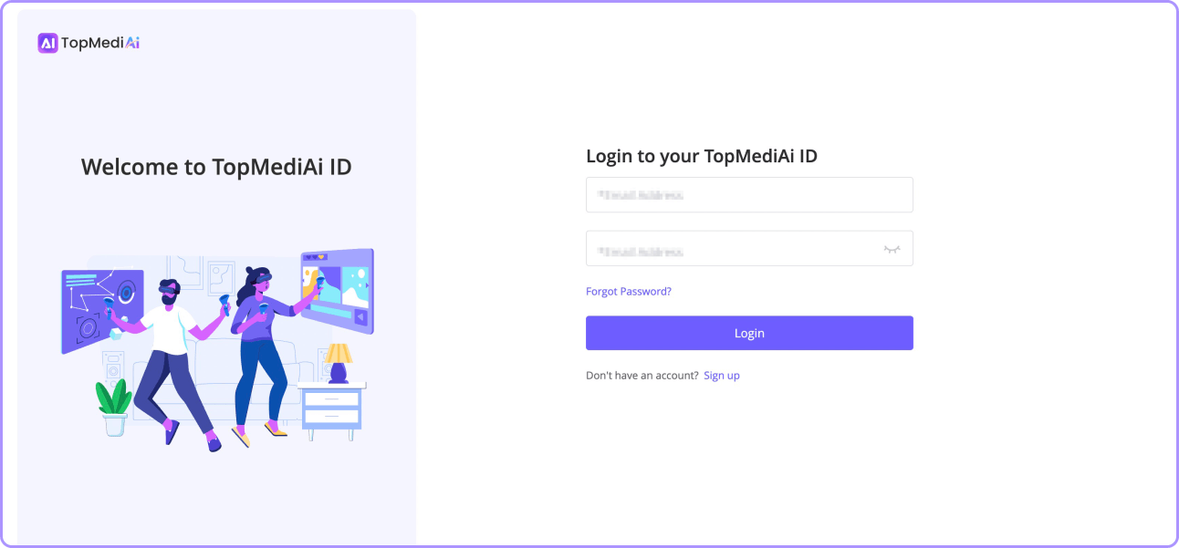 Step 1:Please log into the TopMediAi Member Center