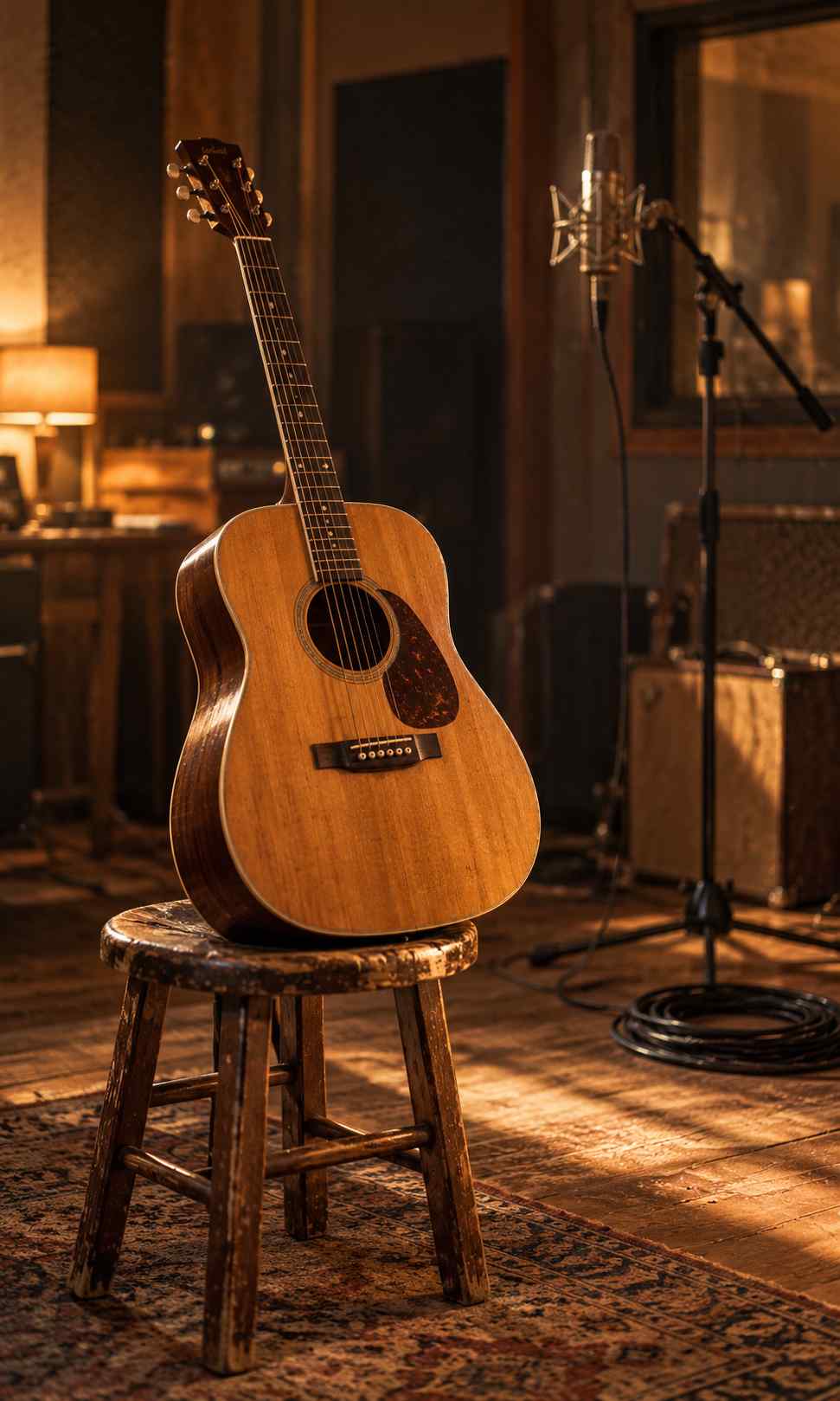 acoustic guitar in recording studio