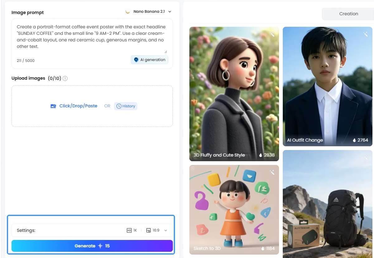 Review and download a Nano Banana 2.1 generated image