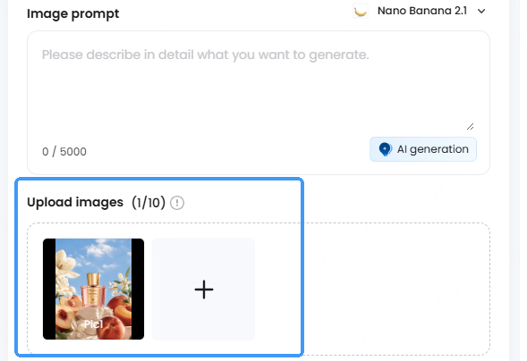 Upload a reference image for Nano Banana 2.1 image to image generation
