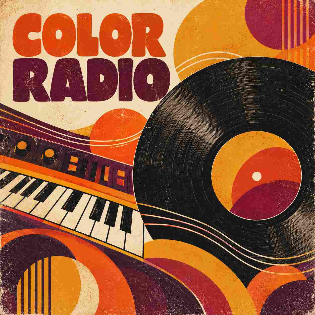 retro funk album cover color radio
