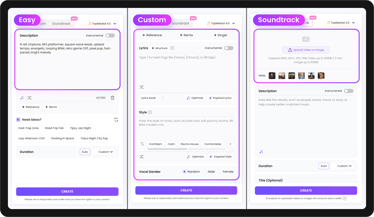 Enter your input to customize AI song