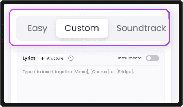 Select a generation mode in AI song generator