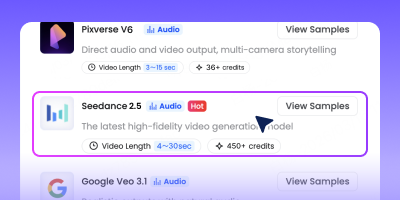 1. Select the Seedance 2.5 Model