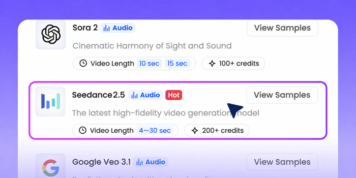 1. Select the Seedance 2.5 Model
