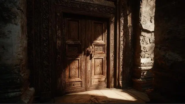 Inside a vast dark medieval library lined with towering candlelit bookshelves, the camera launches into a rapid crash zoom — rushing forward at high speed down the central aisle past rows of flickering candles and ancient tomes — until it slams to a stop inches above an open manuscript on a wooden lectern, its golden glowing script illuminating in sequence across the aged parchment. Fast push, dramatic motion blur, then sudden stillness. Cinematic dark fantasy style, candlelight glow, mystical and intense atmosphere.