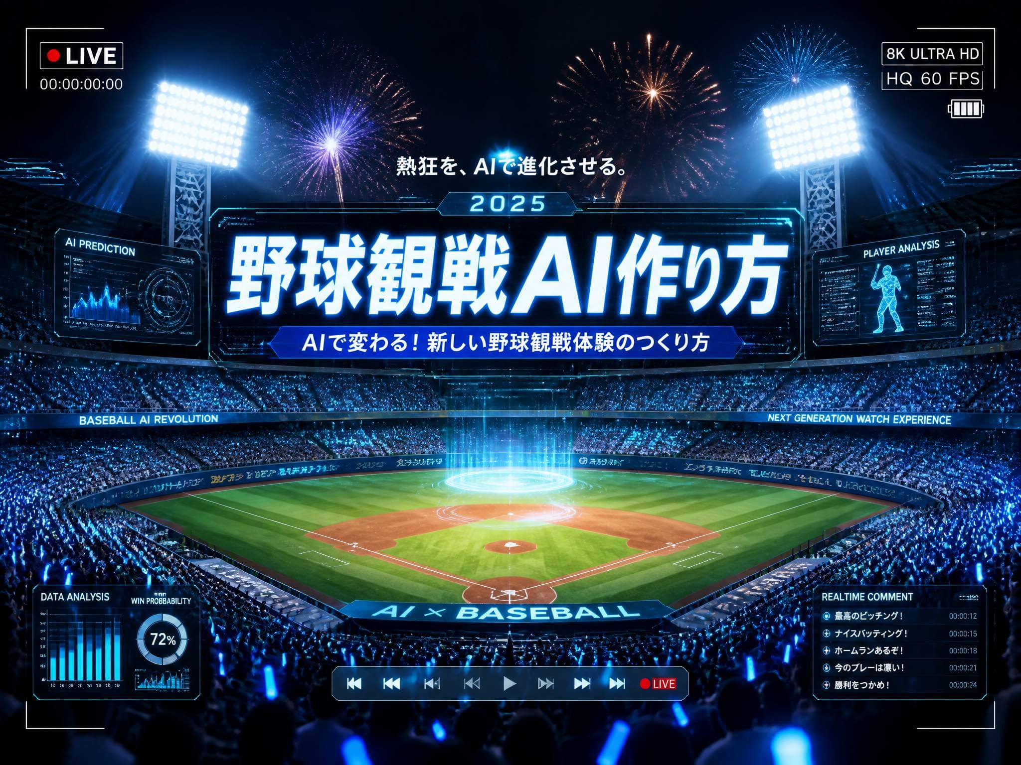 野球観戦AI動画の作り方：誰でも簡単に作れる野球場AI動画