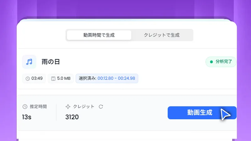 クリックしてMVを自動生成