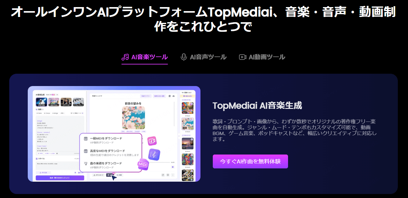 ai音声サイトtopmediai