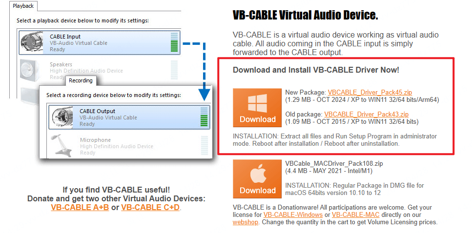 vb-cableをダウンロード