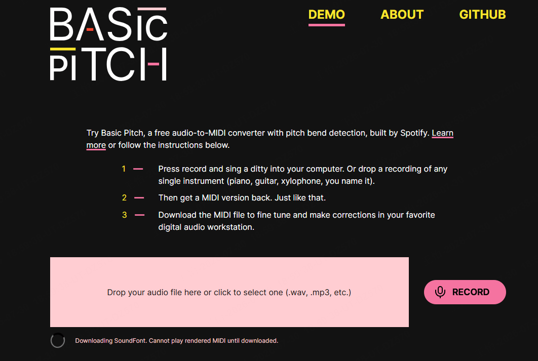 MP3からMIDIに変換できるBasic Pitch