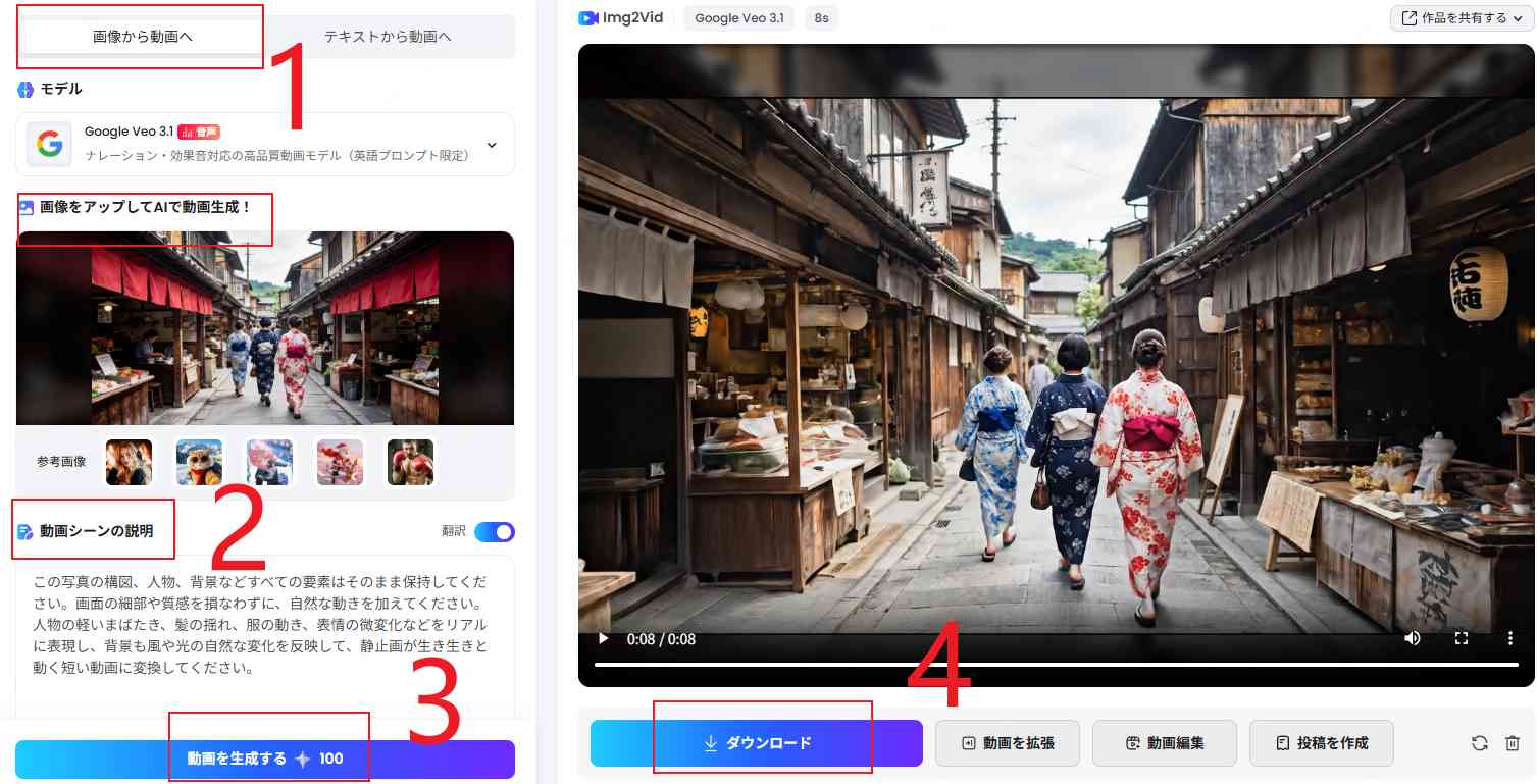 画像を動かすAI手順