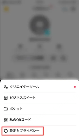 「設定とプライバシー」を選択