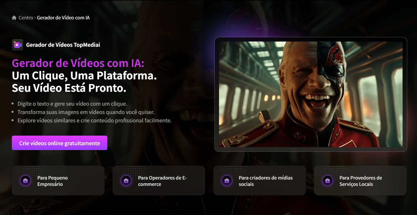 gerador de vídeo de IA topmediai