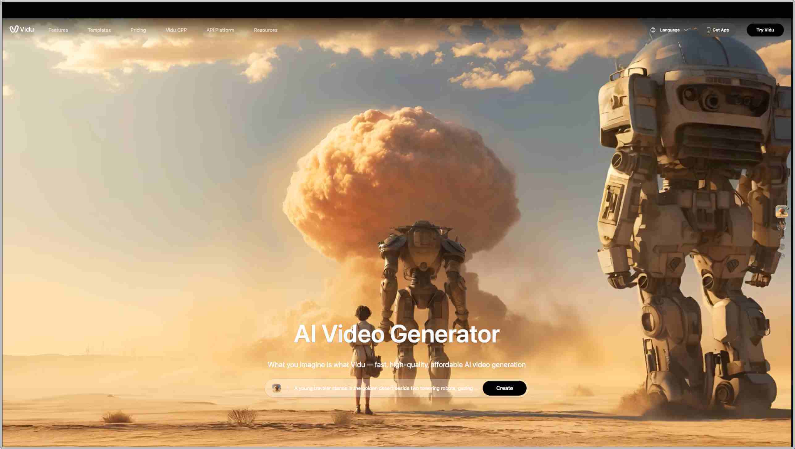 interface gerador de abraço vidu