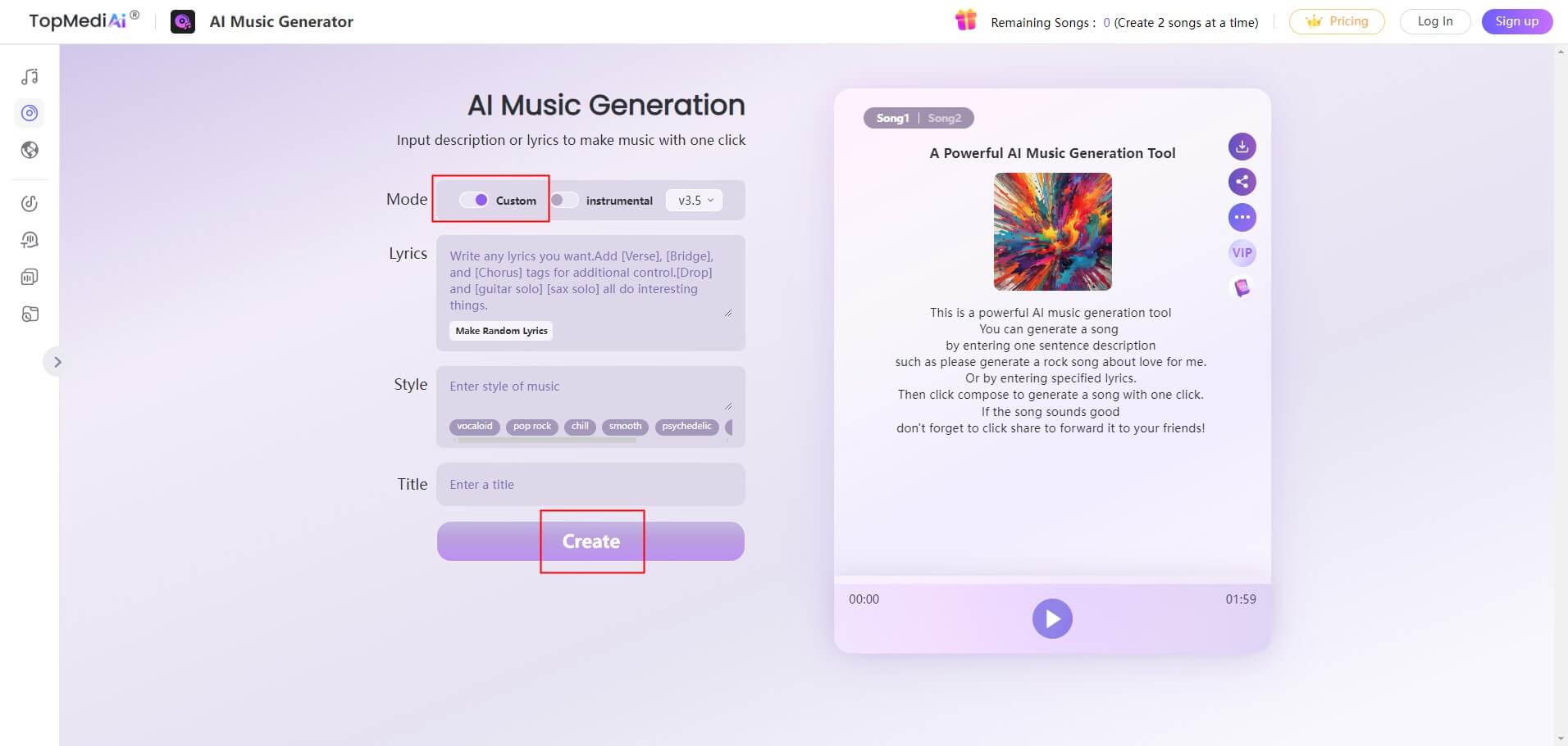 resultado da geração de música da topmediai ai