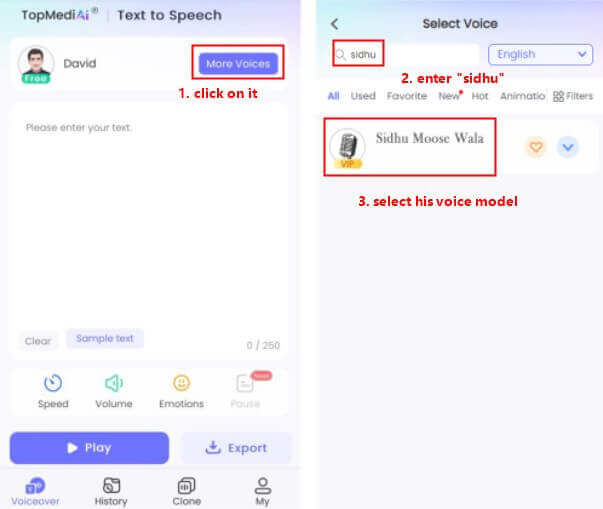 topmediai sidhu ai voice mobile