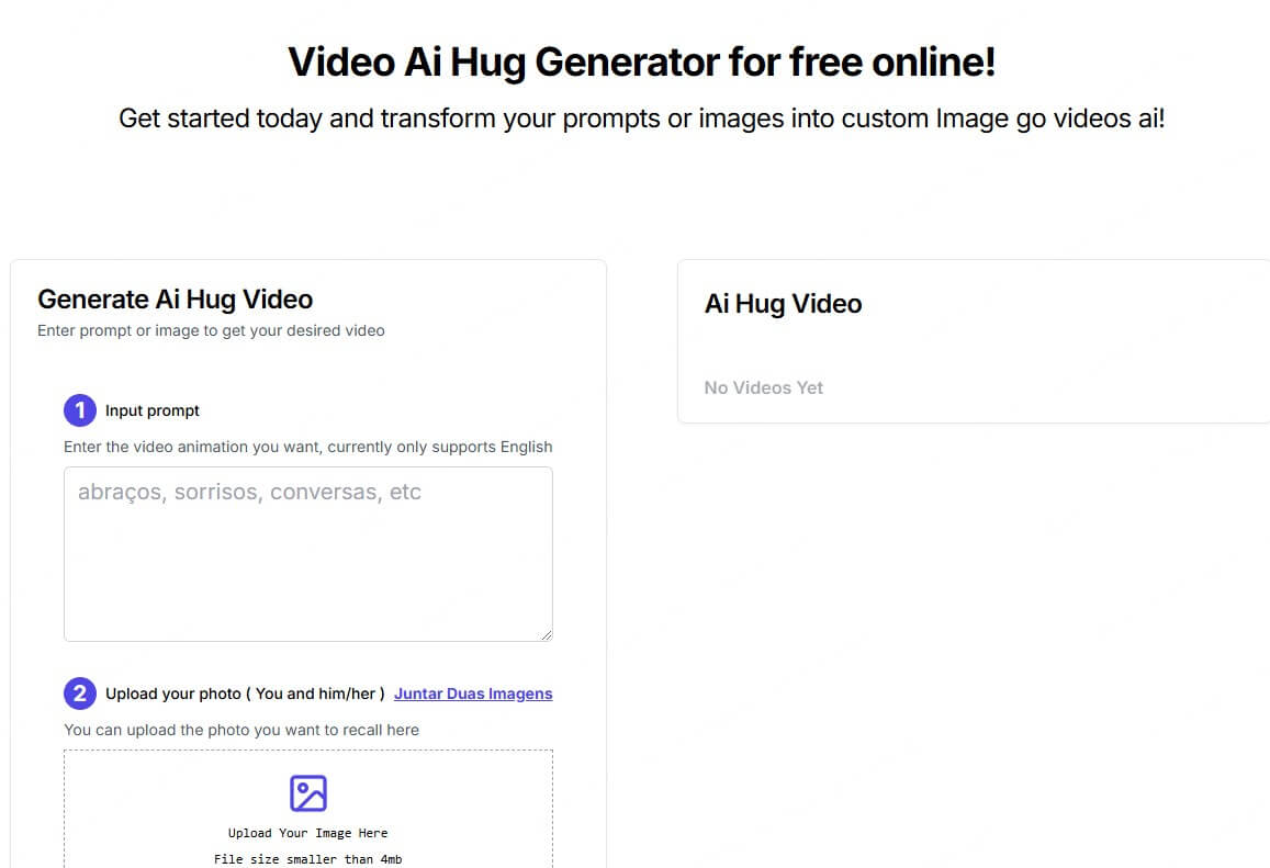 video ai hug site ia pessoas se abraçando