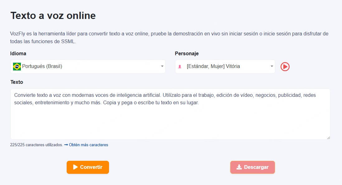 vozfly de texto para fala