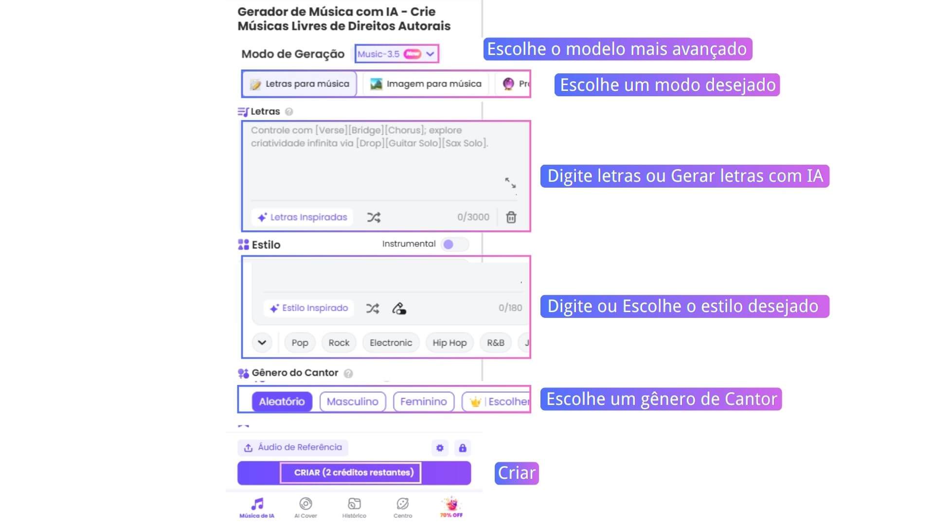 Gerador de musica online passo a passo