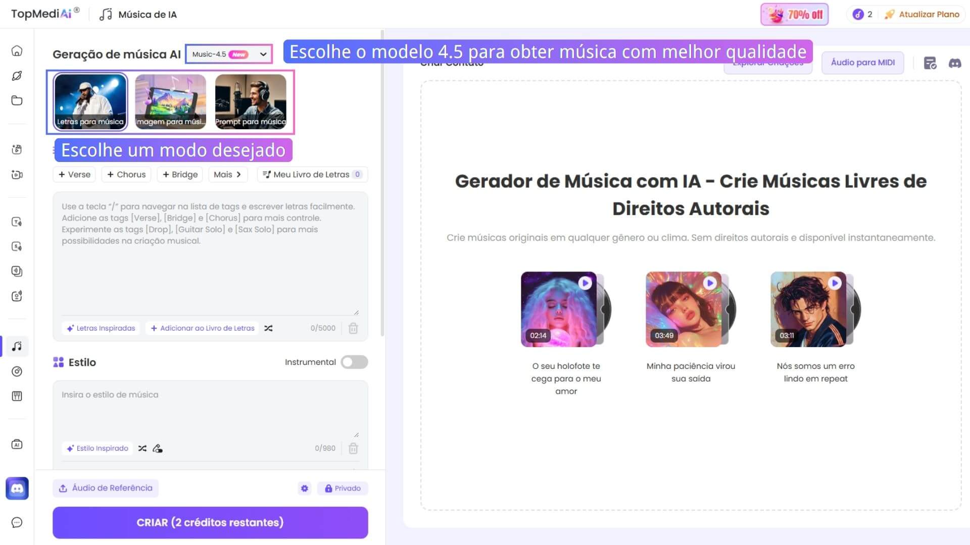 Gerador de musica online passo a passo
