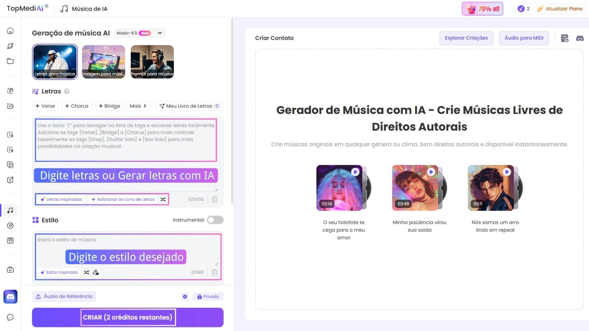 Gerador de musica online passo a passo
