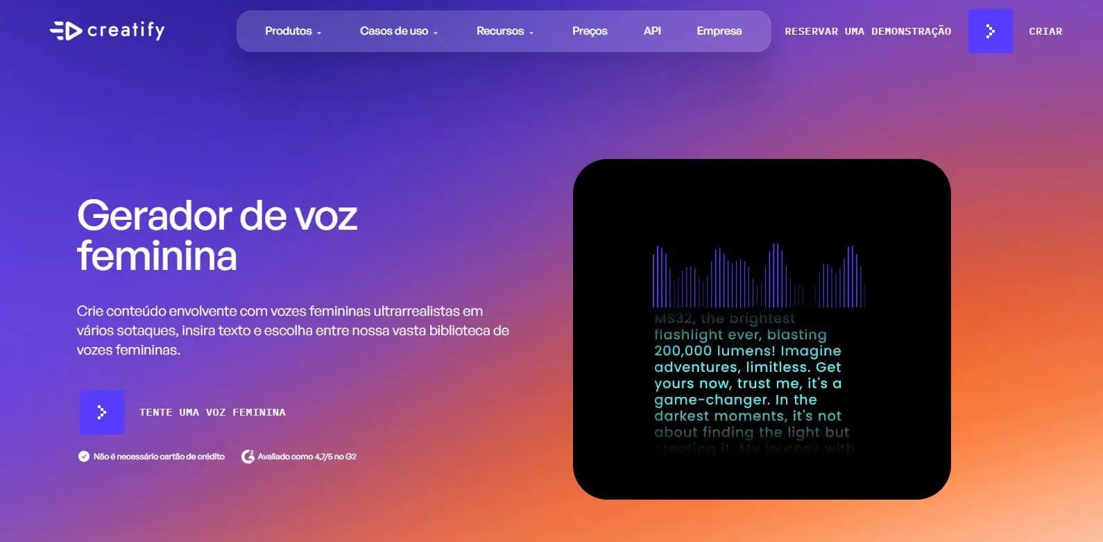 gerador de voz feminina creatify