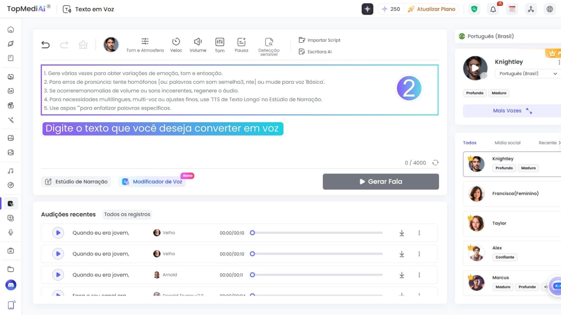 Etapa 2. Selecione a voz e o idioma.