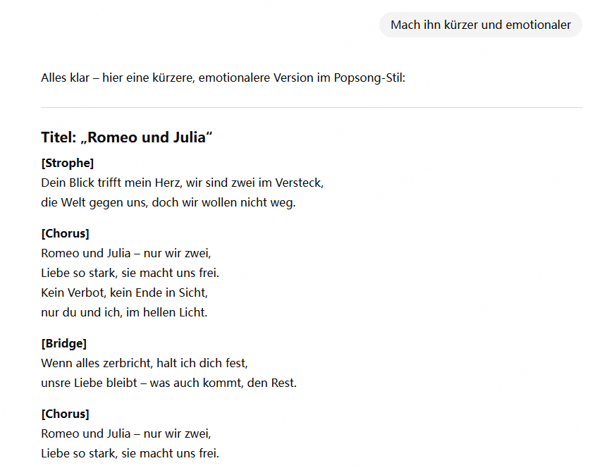 Songtext mit ChatGPT bearbeiten