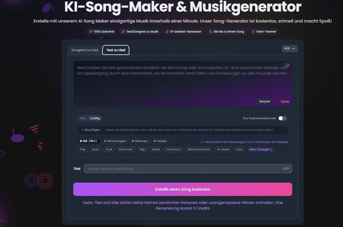 AI Make Song KI Song Generator mit Text
