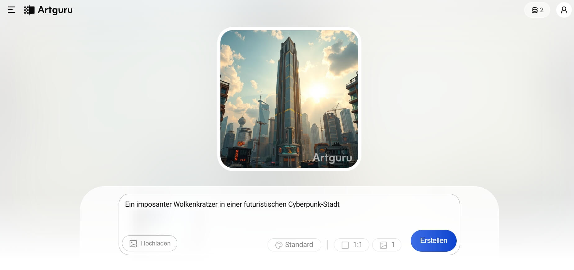 Artguru KI Bilder erstellen ohne Anmeldung