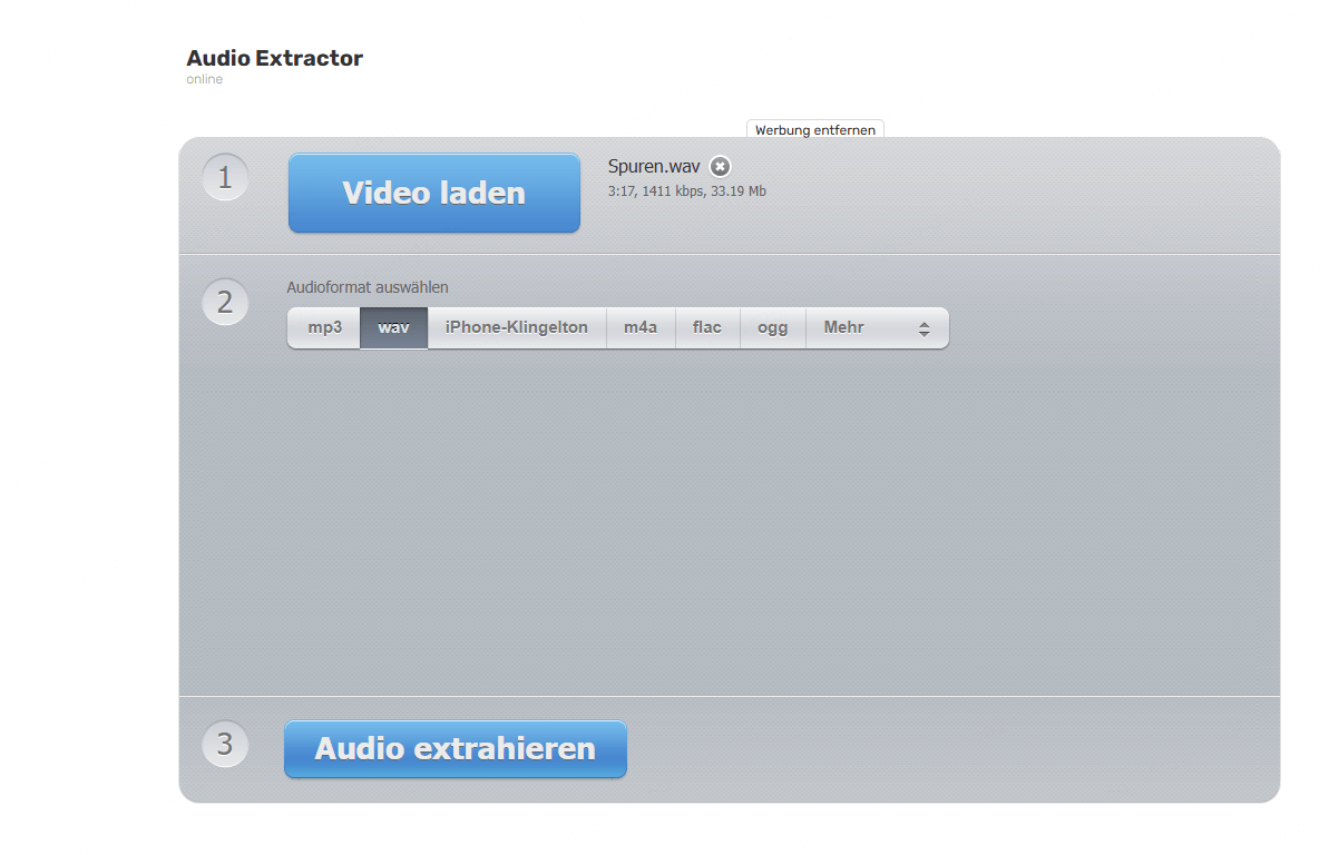 Audio Extractor extrahiert Audio aus Video