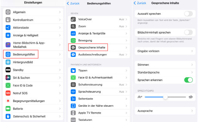 auf iphone gesprochene inhalte öffnen