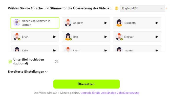 blipcut video translator deutsch