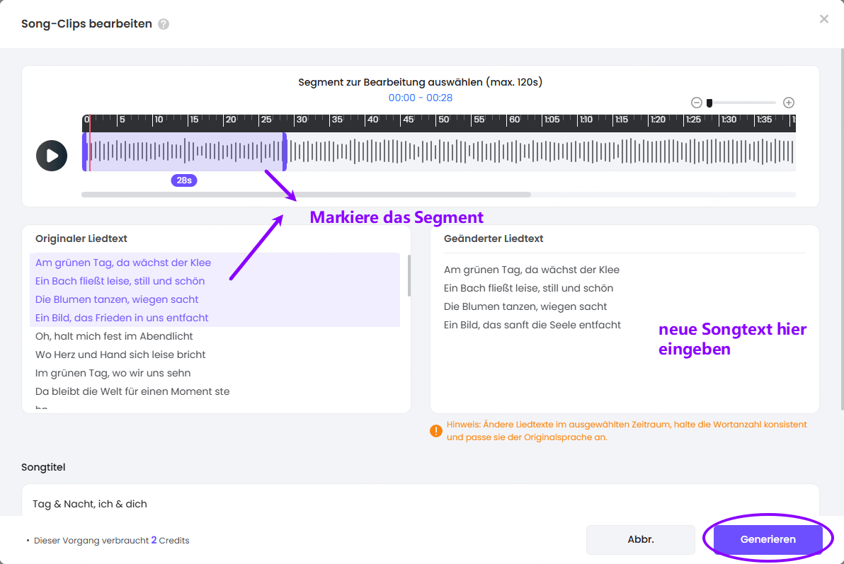 Liedtexte mit TopMediai online ändern