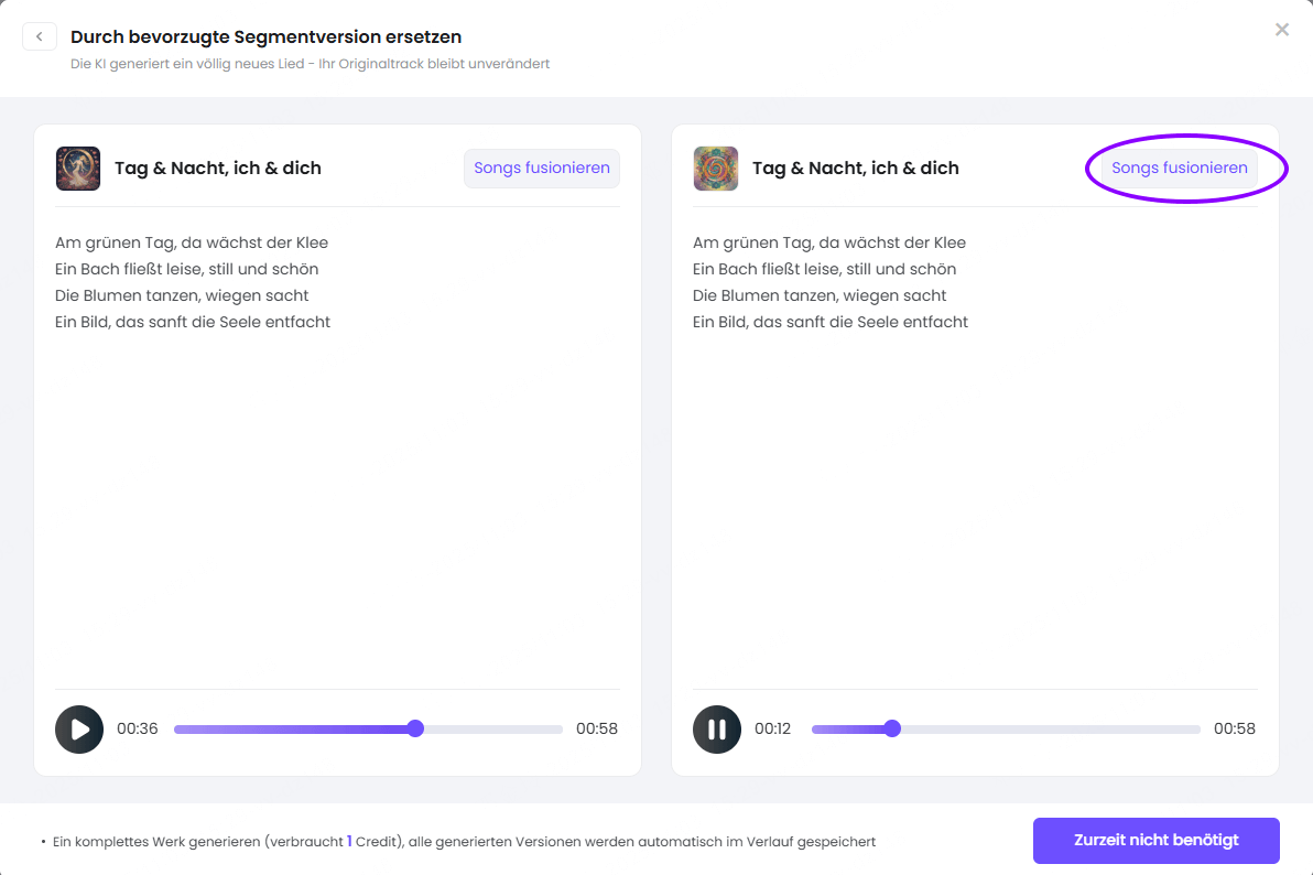 Songs fusionieren