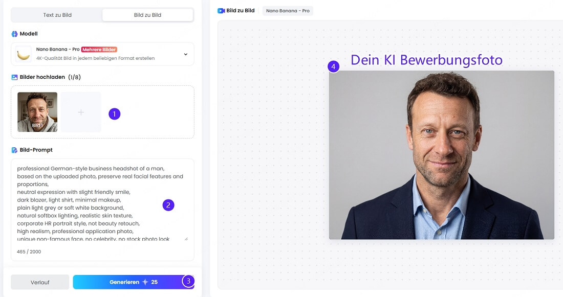 KI Bewerbungsfoto online erstellen