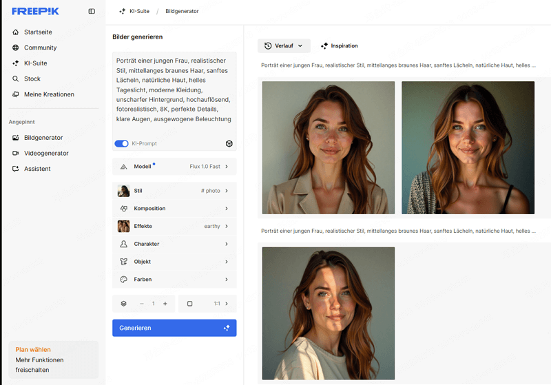 KI Frau mit Freepik erstellen