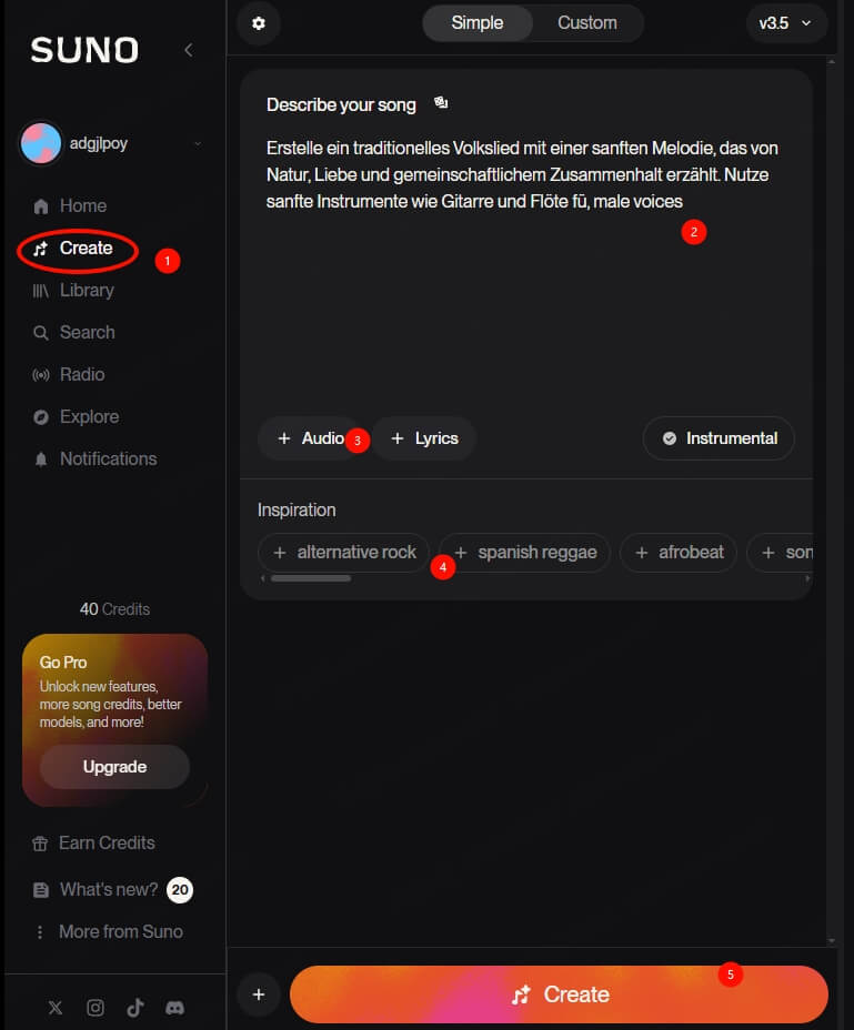 KI Musik erstellen kostenlos Suno