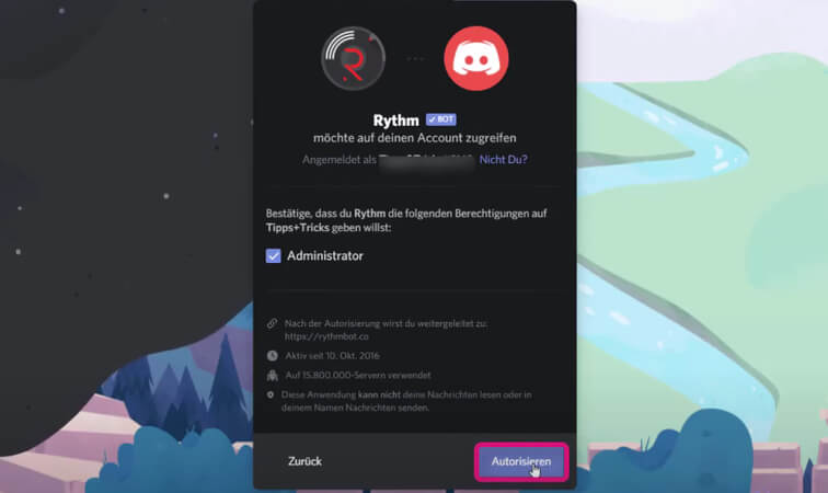 in discord musik bot autorisieren