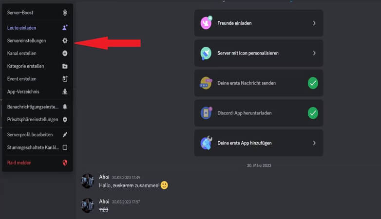 discord servereinstellungen öffnen