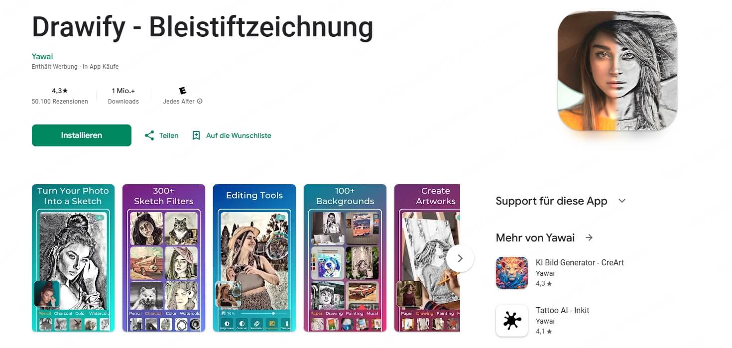 Drawify App Bild zu Zeichnung