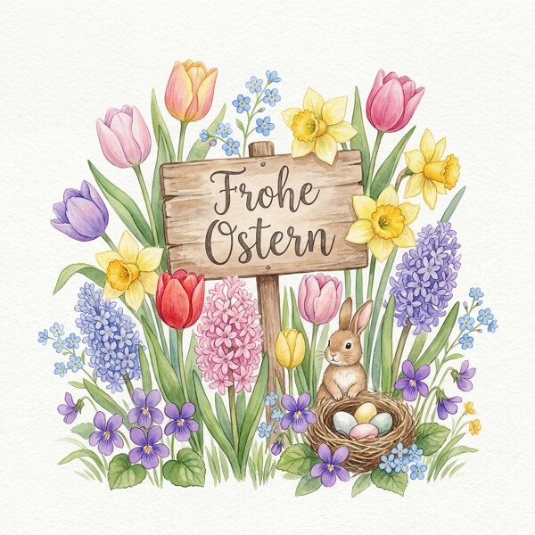 Osterbild mit Blumen